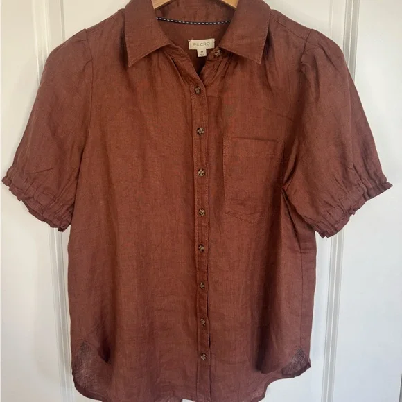 Pilcro Anthropology The Aly Puff Sleeve Linen Edition XS - Picture 2 of 11